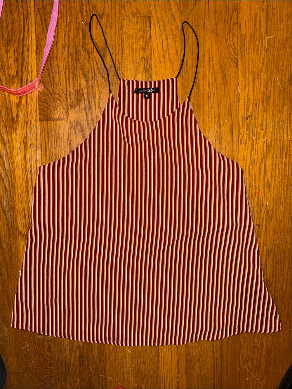Papermoon Burgundy & White Striped Halter Cami